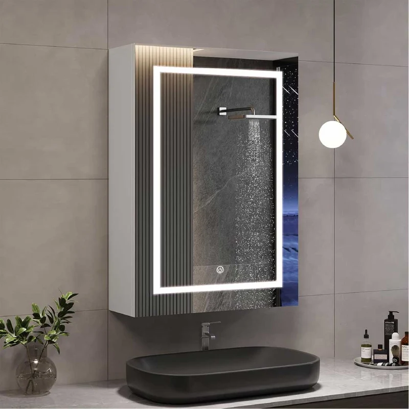 Yekenaro LED Spiegelschrank 70x50 cm mit Touch & Stauraum