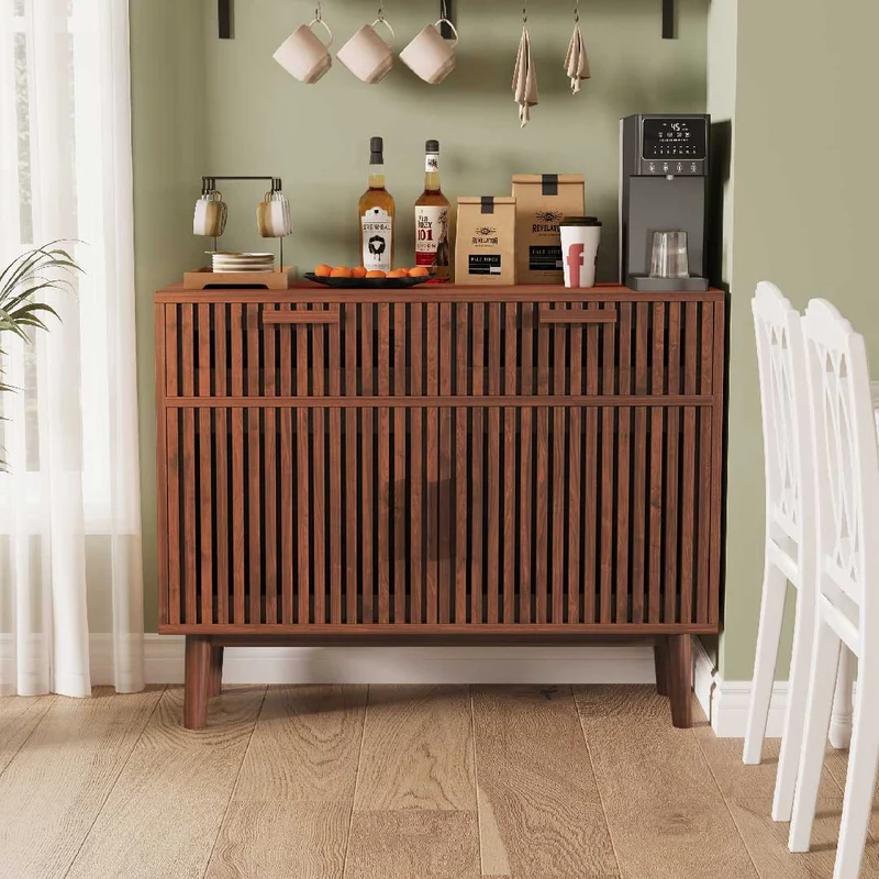 Yelenaro Küchen-Sideboard aus Holz – Küchenschrank mit Schubladen & Türen, stabiler Stauraumschrank im skandinavischen Design