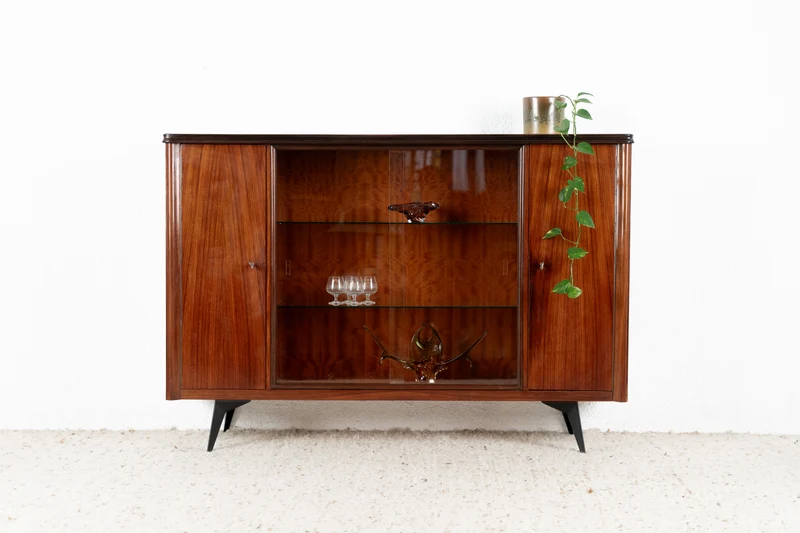 Vintage Sideboard Highboard Vitrine Mid Century Holz