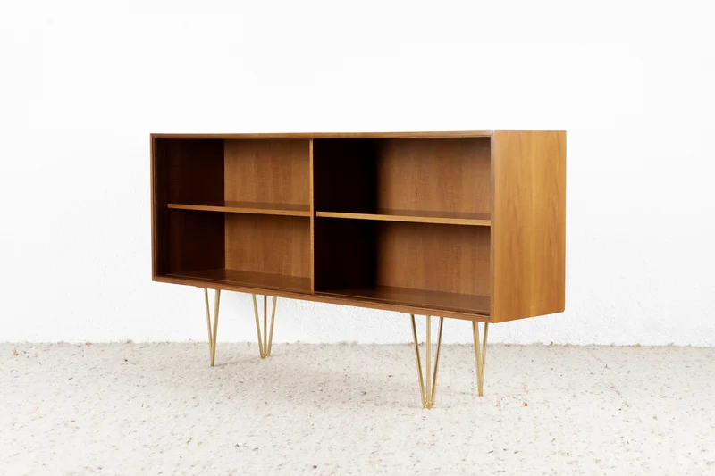 Vintage Lothar Wegner Sideboard Bücherregal Regal Mid Century Holz Tv Low Nuss 60s
