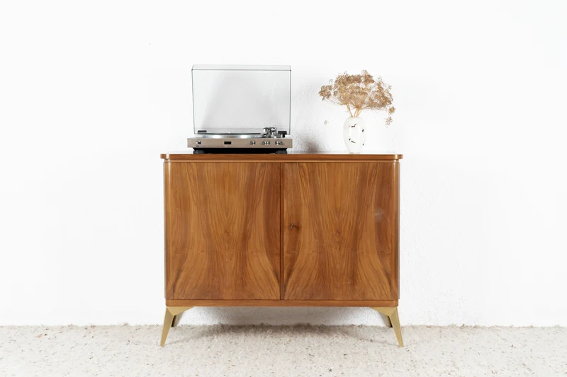 Vintage Kommode Sideboard Schrank Mid Century Holz Nuss 1960 Schränkchen Schlafzimmer