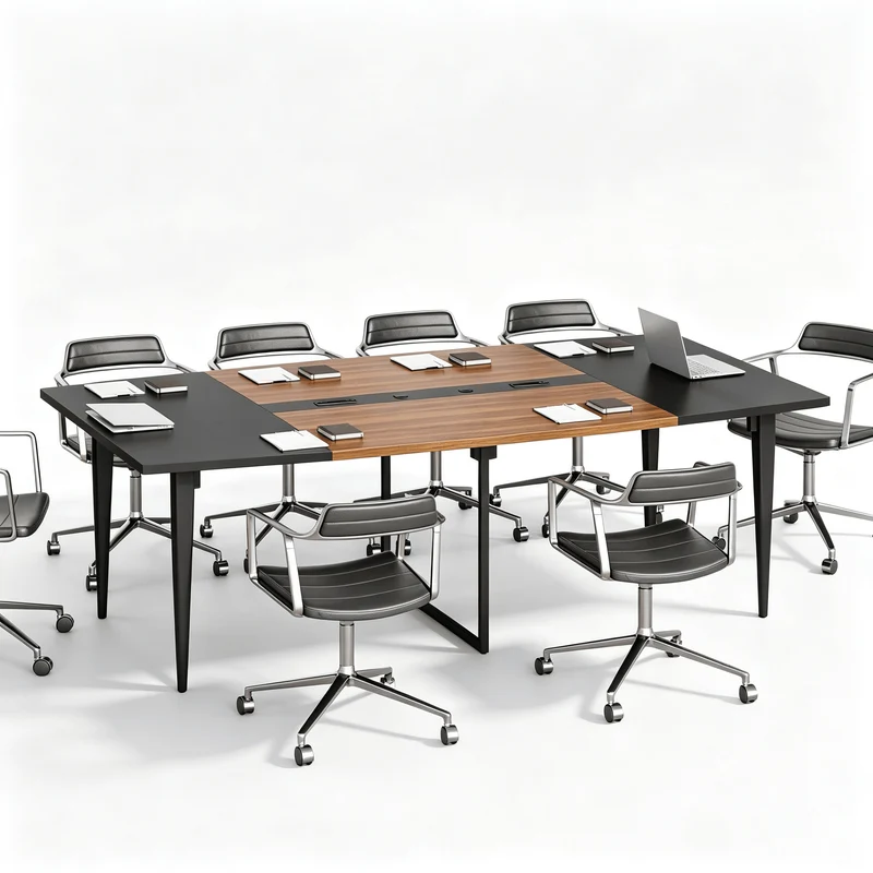 8FT Conference Table with Power Hubs, Large Meeting Table for 8-10 People-Yanosaku