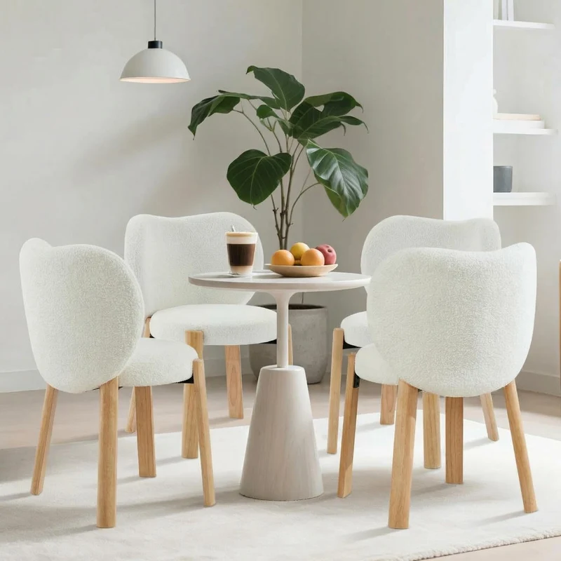 Garvee Modernes 4er Set Esszimmerstuhl Mit Herzförmiger Rückenlehne Und Plüsch-Fleece Sitz Für Schlafzimmer Esszimmer Küche