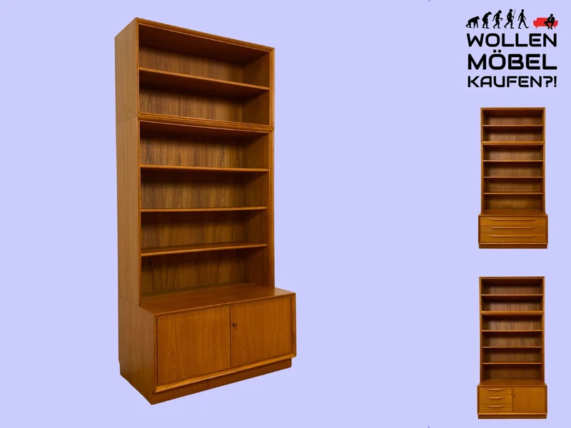 Hochwertiger Vintage Bücherschrank von Strobeck in skandinavischem Stil I Teakholz I Regal Bücherregal Holzregal Kommode Danish Design Mid-Century Vintage Teak 70er I