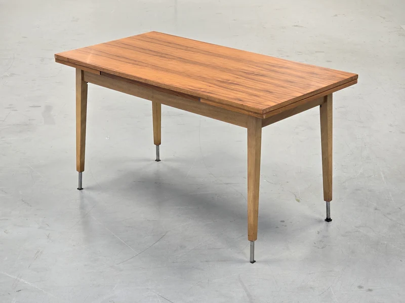 VINTAGE ESSTISCH nussbaum holz schreibtisch tisch ausziehbar mid century höhenverstellbar