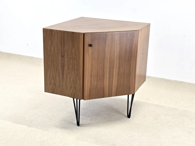 VINTAGE ECKKOMMODE kommode nussbaum eckschrank tv holz retro