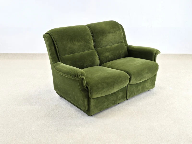 VINTAGE 2ER SOFA couch garnitur sessel samt grün mid century retro