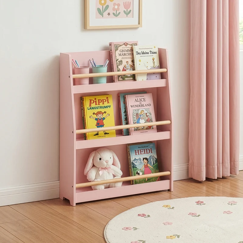 Kinder-Bücherregal Virer 78x60x18 cm Rosa [en.casa]