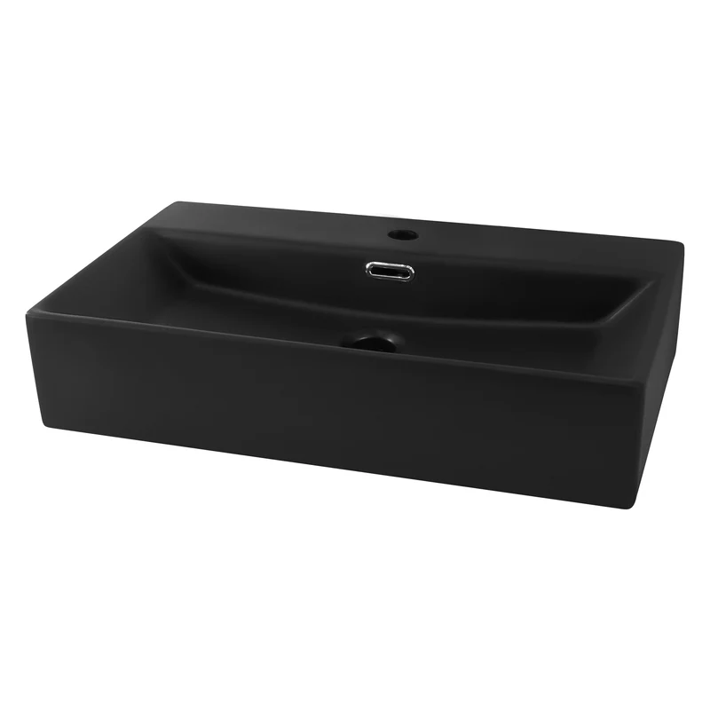 LuxeBath | Waschbecken Eckig mit Überlauf aus Keramik Waschplatz Handwaschbecken für das Badezimmer