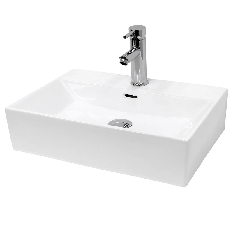Waschbecken inkl. Ablaufgarnitur Weiß mit Überlauf 41,5x36x13 cm Weiß aus Keramik LuxeBath