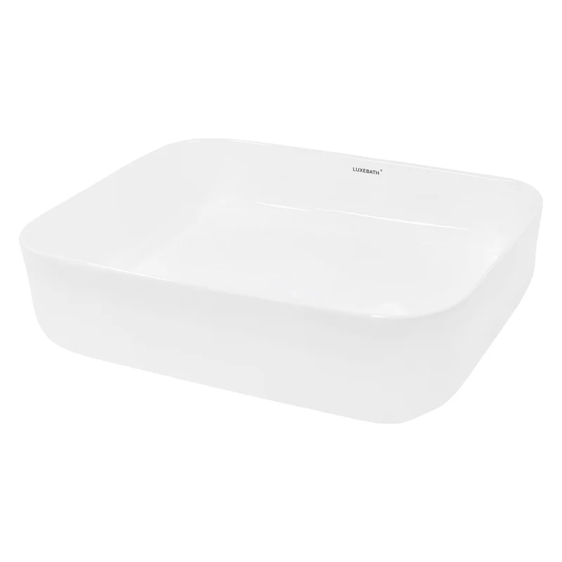 Waschbecken Eckig ohne Überlauf 50,5x39,5x13,5 mm Weiß aus Keramik LuxeBath