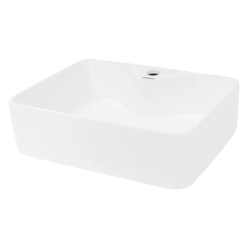 LuxeBath | Waschbecken Quadratisch ohne Überlauf 480x380x140 mm aus Keramik Waschplatz Handwaschbecken für das Badezimmer