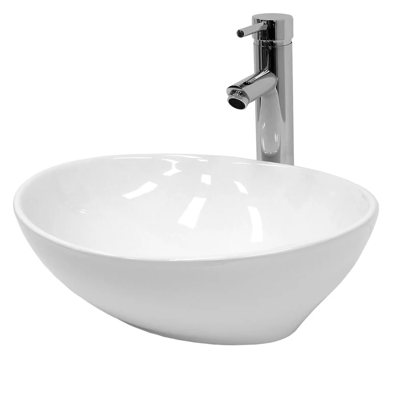 Waschbecken inkl. Ablaufgarnitur Weiß ohne Überlauf 41x33x14,2 cm Weiß aus Keramik LuxeBath