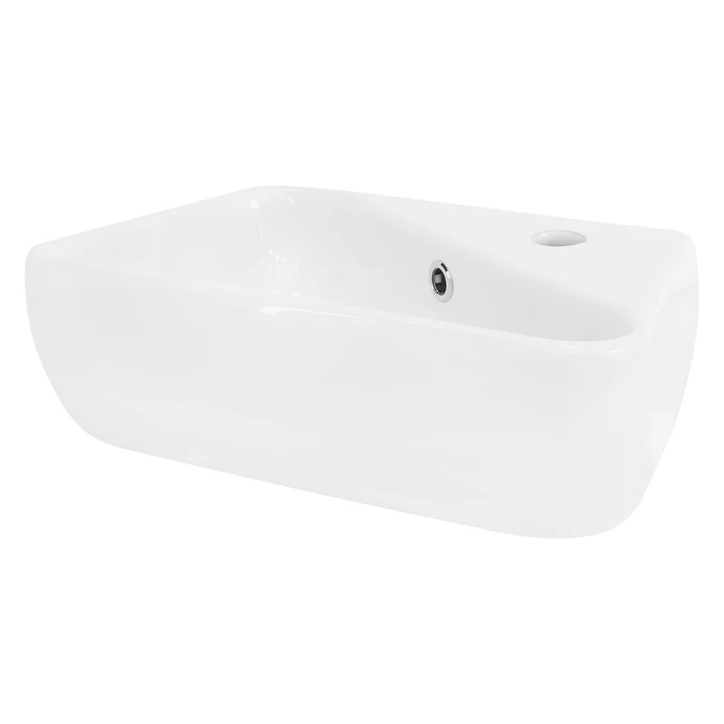 LuxeBath | Waschbecken Eckigform mit Überlauf 450x270x130 mm aus Keramik Waschplatz Handwaschbecken für das Badezimmer