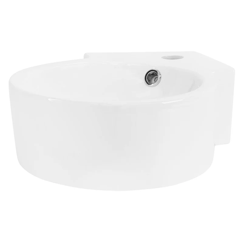 LuxeBath | Waschbecken Rundform mit Überlauf 450x360x130 mm aus Keramik Waschplatz Handwaschbecken für das Badezimmer