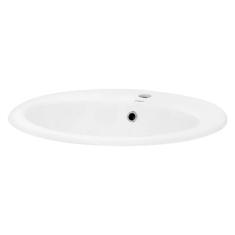 LuxeBath | Waschbecken Oval mit Überlauf 570x485x195 mm aus Keramik Waschplatz Handwaschbecken für das Badezimmer