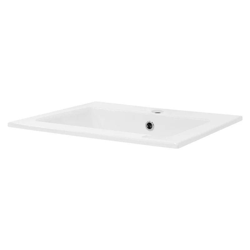 LuxeBath | Waschbecken Eckig mit Überlauf 525x450x210 mm aus Keramik Waschplatz Handwaschbecken für das Badezimmer