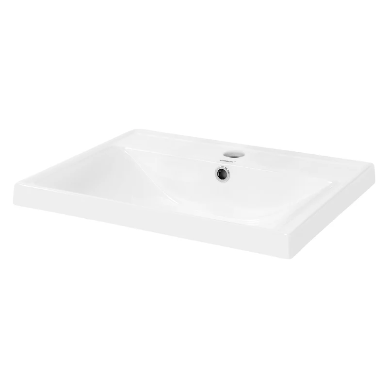 Waschbecken Eckig mit Überlauf 51x41,5x15,5 cm Weiß aus Keramik LuxeBath