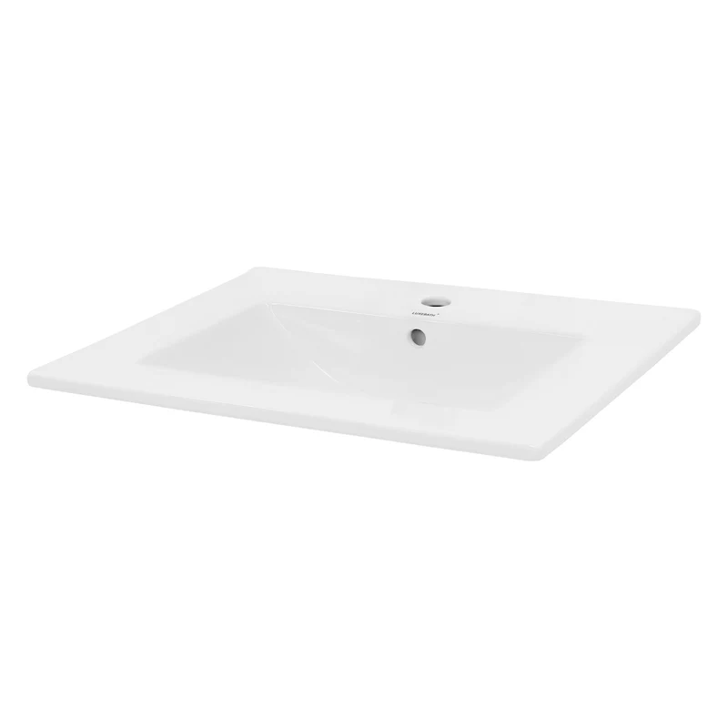 Waschbecken inkl. Ablaufgarnitur mit Überlauf 61x46,5x17,5 mm Weiß aus Keramik LuxeBath
