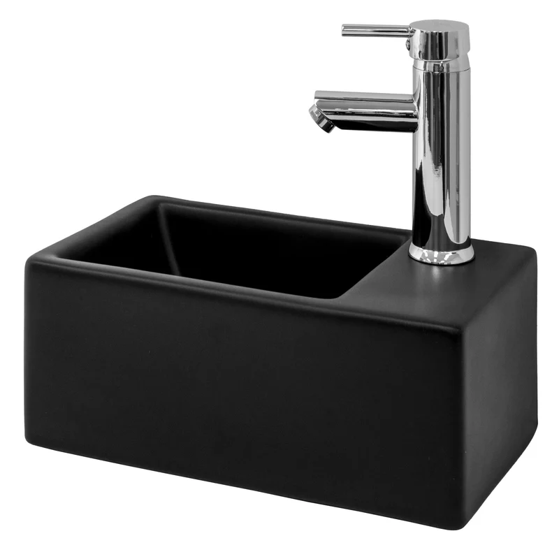 LuxeBath | Waschbecken Eckig ohne Überlauf aus Keramik Waschplatz Handwaschbecken für das Badezimmer