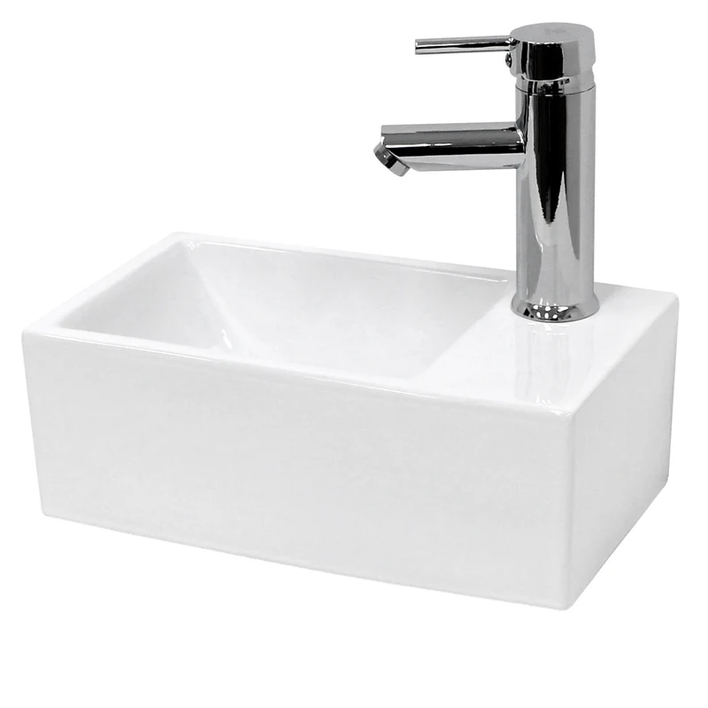 Waschbecken inkl. Ablaufgarnitur Weiß ohne Überlauf 35x20,5x12,5 cm Weiß aus Keramik LuxeBath