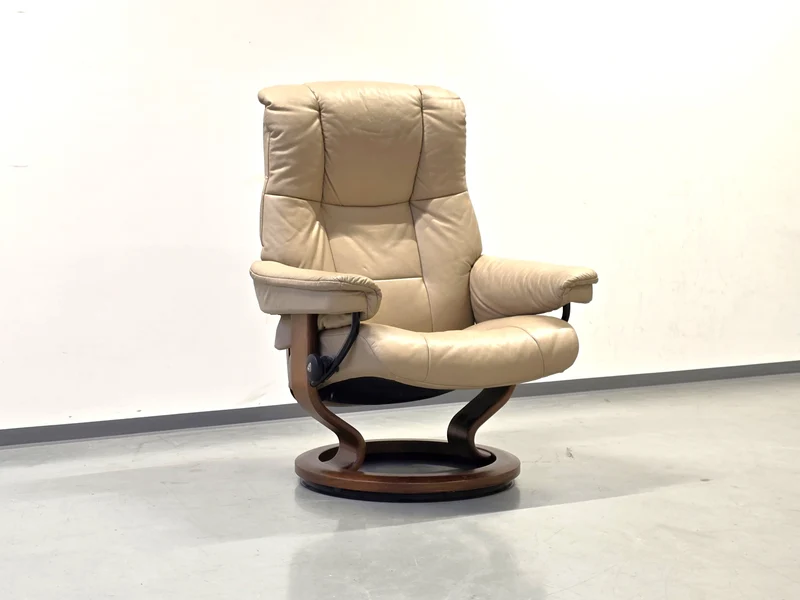 STRESSLESS SESSEL leder beige tv stuhl teak holz reno couch sofa