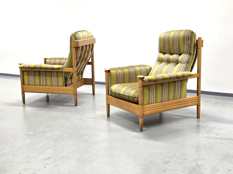 VINTAGE SESSEL 1von2 stuhl armchair Tv streifen ddr mid century