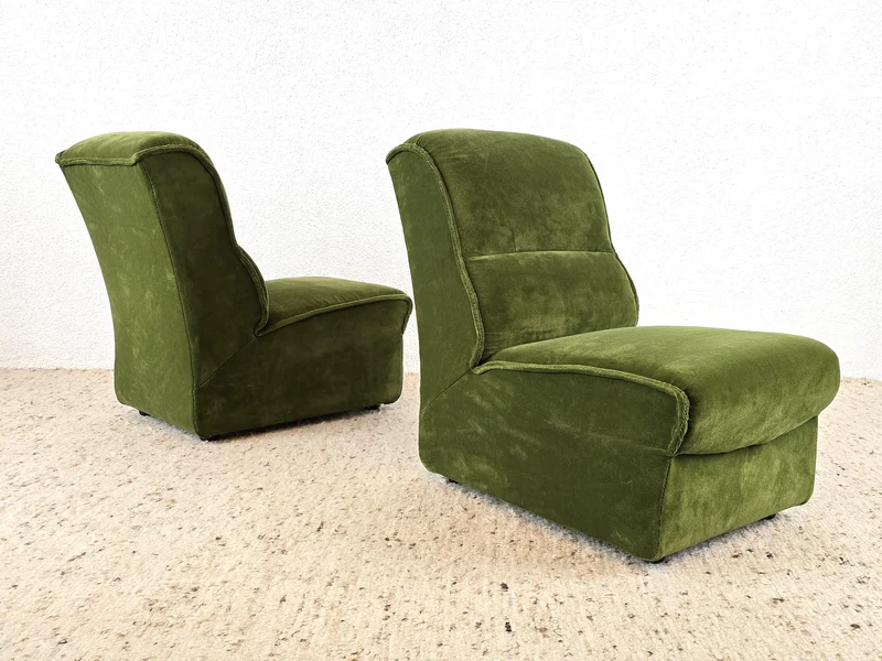 VINTAGE SESSEL 1von2 grün samt mid century 60s sofa stuhl couch