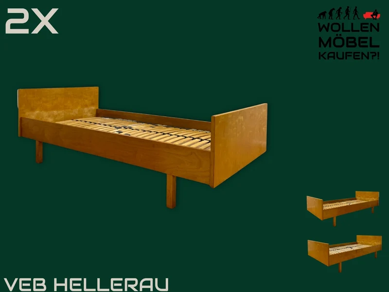 WMK I Stilvolles helles Mid-Century Einzelbett von VEB Hellerau aus 1965 mit verstellbarem 90x190 cm Lattenrost