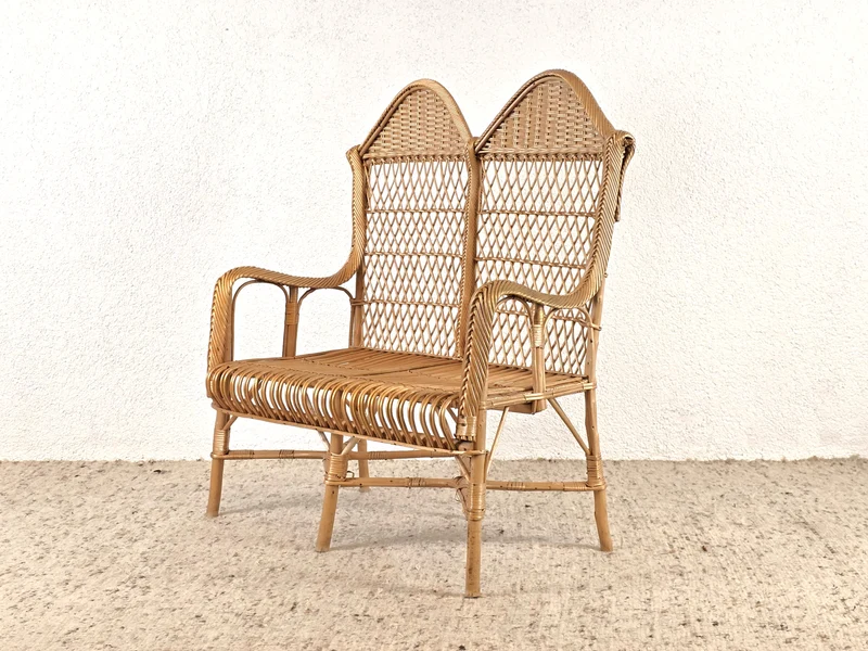 1960ER RATTAN SITZBANK sofa sessel vintage stuhl sitzbank esszimmer couch boho designer