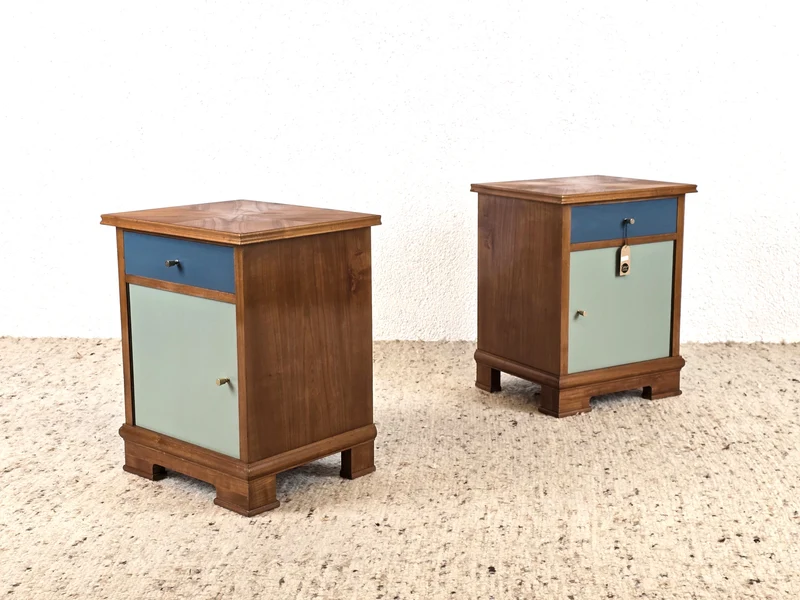 2ER SET VINTAGE NACHTTISCHE holz kommode nachttisch ablage schränkchen