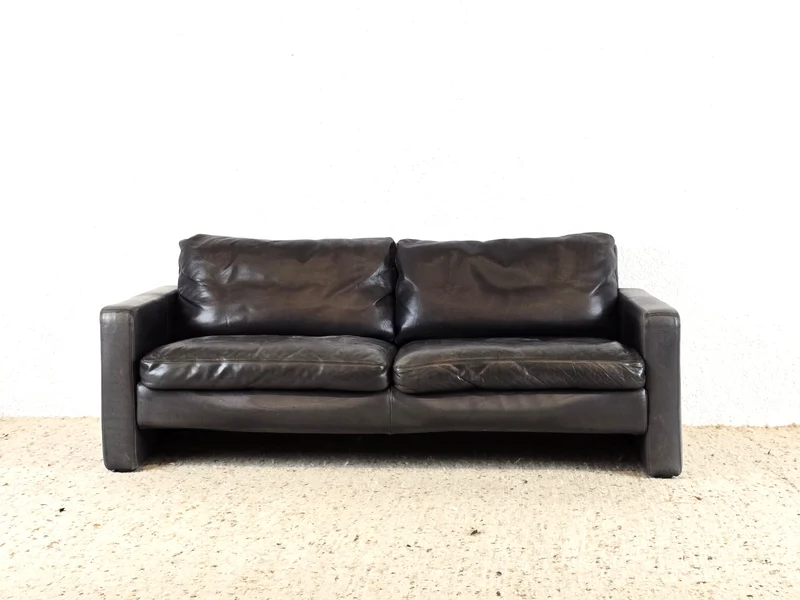 COR CONSETA COUCH Leder Sofa Schwarz vintage Patina Sessel Garnitur