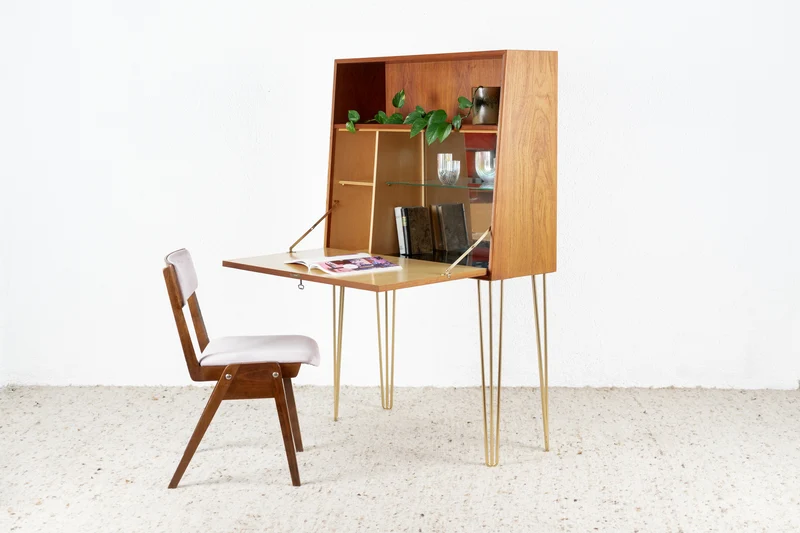 HEINRICH RIESTENPATT Vintage Sekretär Kommode Schrank Mid Century Teak Holz RT Möbel