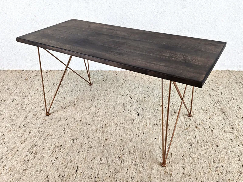 INDUSTRIAL ESSTISCH buche massiv holz vintage esszimmer küche tisch kupfer