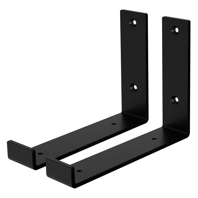 Wandkonsole Regalhalterung 2er Set 200 x 140 mm Schwarz aus Stahl ML-Design