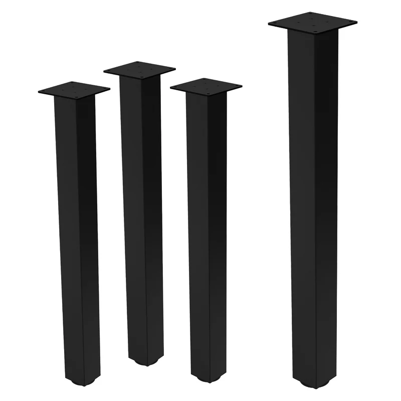 B-Ware 4er Set Tischbeine I-Design 90 cm Schwarz glänzend Stahl pulverbeschichtet eckig Profil 8x8 cm Höhenverstellbare Möbelfüße 1-4cm ML-Design