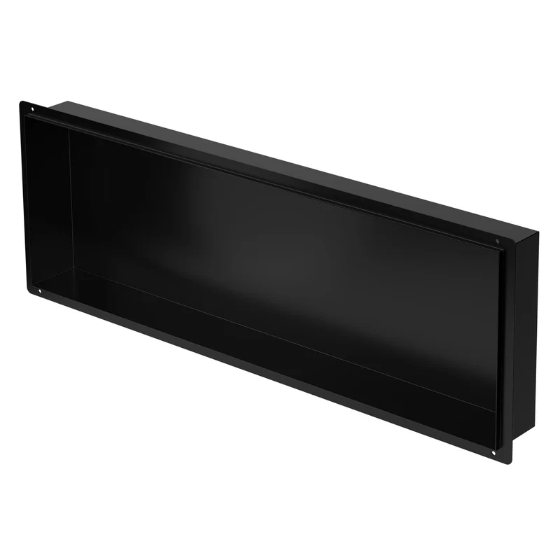 Duschnische 90x30 cm Schwarz aus Edelstahl Unterputz Rahmen Wandnische Duschablage LuxeBath