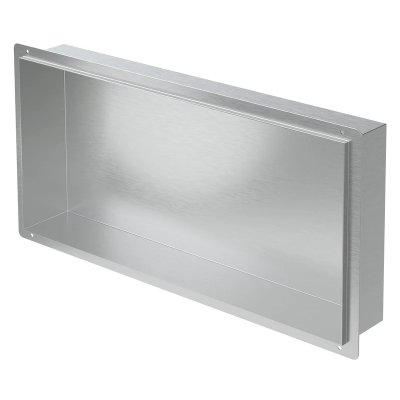 Duschnische 60x30 cm Silber aus Edelstahl Unterputz Rahmen Wandnische Duschablage LuxeBath