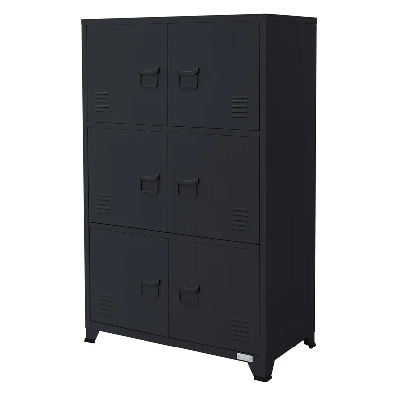 Büroschrank mit drei Ebenen Magnetverschluss 75x40x120 cm Anthrazit aus Stahl ML-Design