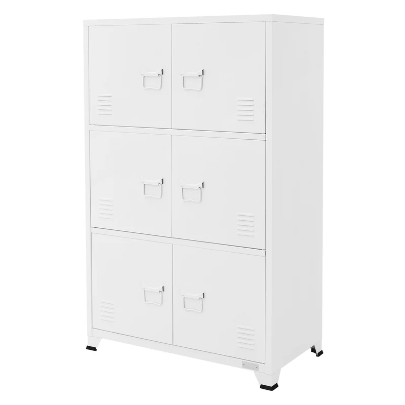 Büroschrank mit drei Ebenen Magnetverschluss 75x40x120 cm Weiß aus Stahl ML-Design