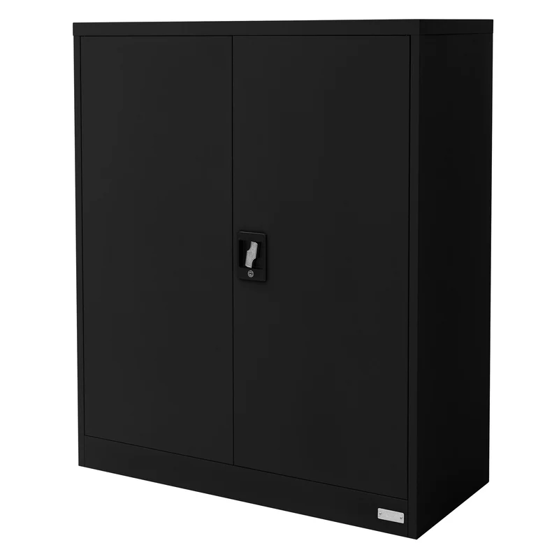 Aktenschrank abschließbar 90x40x109 cm Schwarz aus Stahl ML-Design