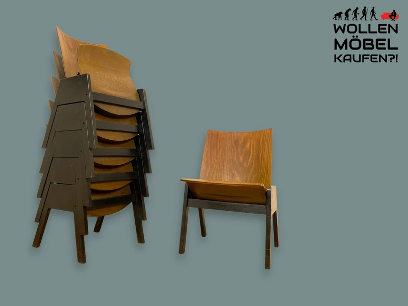 WMK I 1/5 Stilvoller & seltener stapelbarer Mid-Century Klappstuhl in Eichenholz