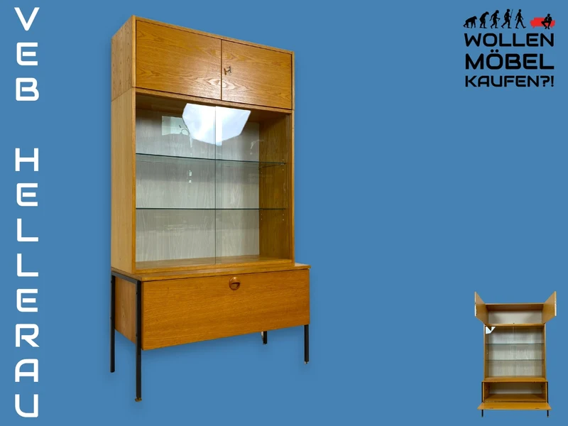 WMK I Stilvolles modulares Designer Regalsystem 430 I Joachim Nebelung für VEB Hellerau mit Vitrine