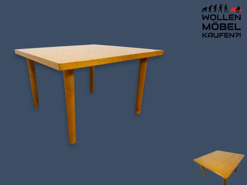 WMK I Minimalistischer und sehr gut erhaltener heller Mid-Century Couchtisch in seltener quadratischer Form