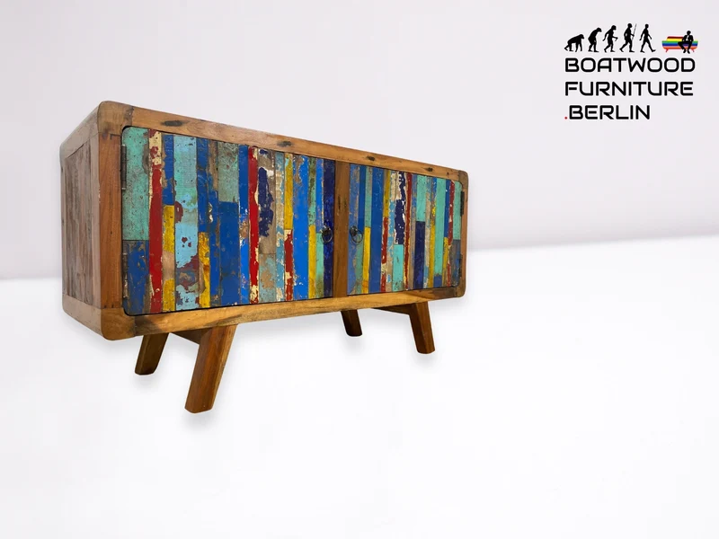 Boatwood by WMK I Bunterschönes Sideboard handgefertigt aus altem Bootsholz