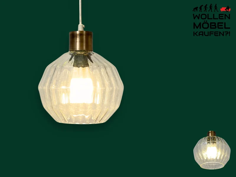 Elegante Mid-Century Hängelampe mit fein facettiertem Glas