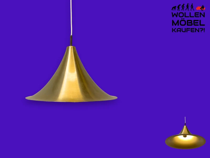 WMK I Formschöne goldene skandinavische Space Age Hängelampe aus Messing