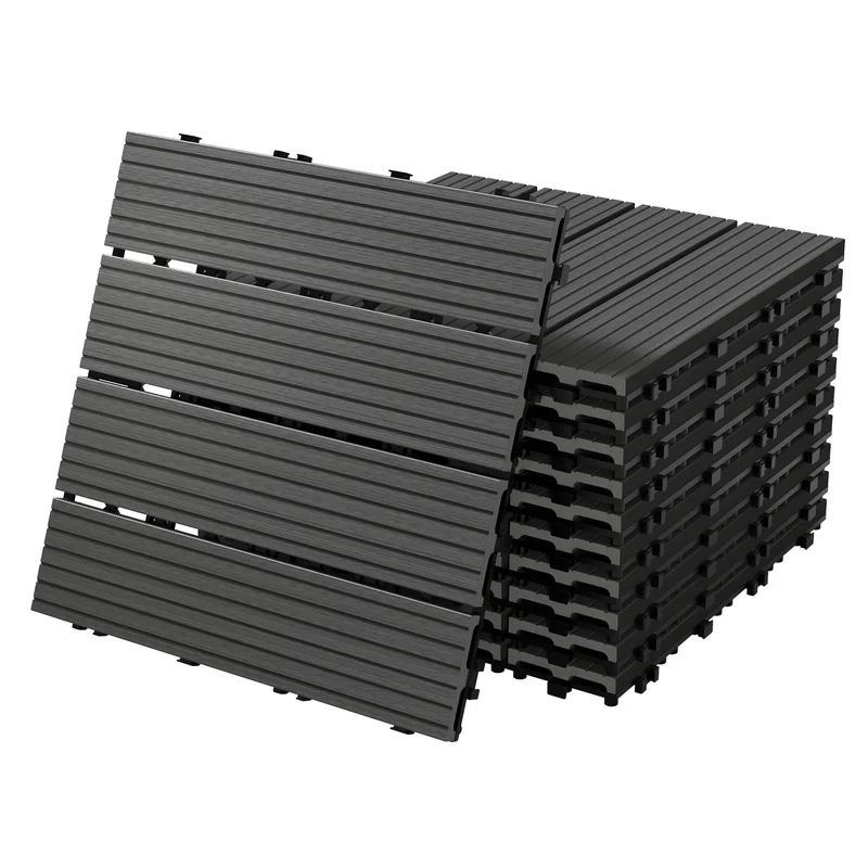 WPC Terrassenfliesen Balkonfliesen 30x30 cm in Holzoptik mit Drainage und Klicksystem