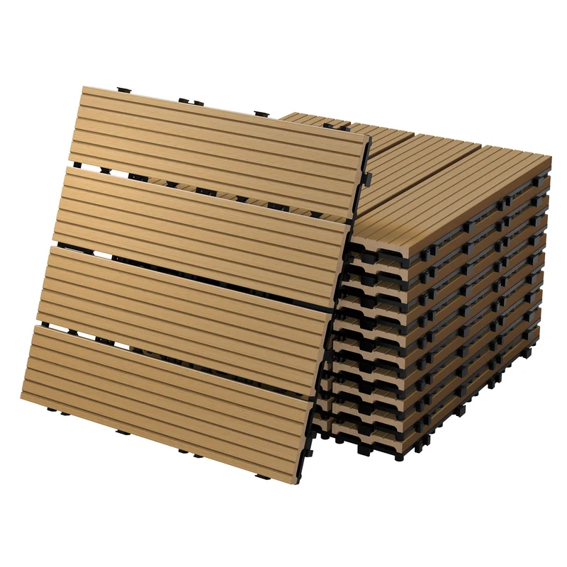 Terrassenfliesen 30x30 cm 11er Set für 1m² Teak aus WPC