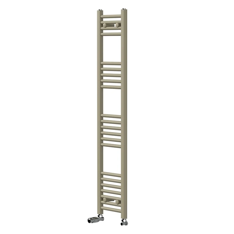 LuxeBath | Handtuchheizkörper Sahara mit Thermostatventil 300x1400mm Stahl Beige Badheizkörper gerade Seitenanschluss Handtuchtrockner für Badezimmer